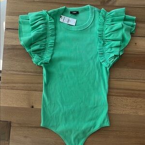 Green Ruffled Express Shirt NWT